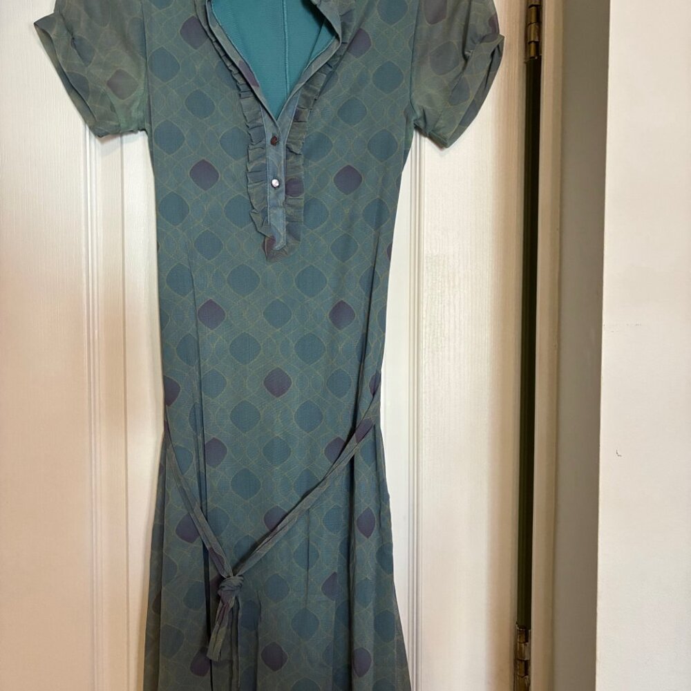 Weston Wear Short Sleeve Summer Dress, Size Medium, Shades of Blue and Green - Picture 7 of 8